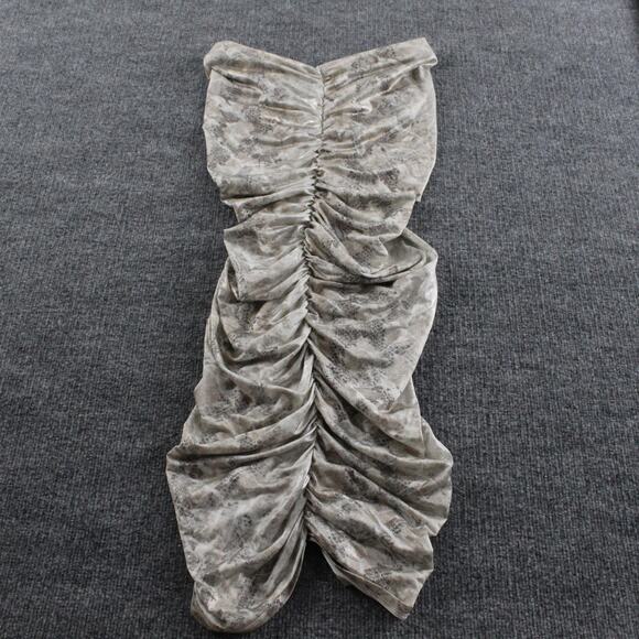 Silvia Tcherassi Dress Small Silver Strapless Ruched Bodycon Snakeskin Sexy Cute - Picture 1 of 9